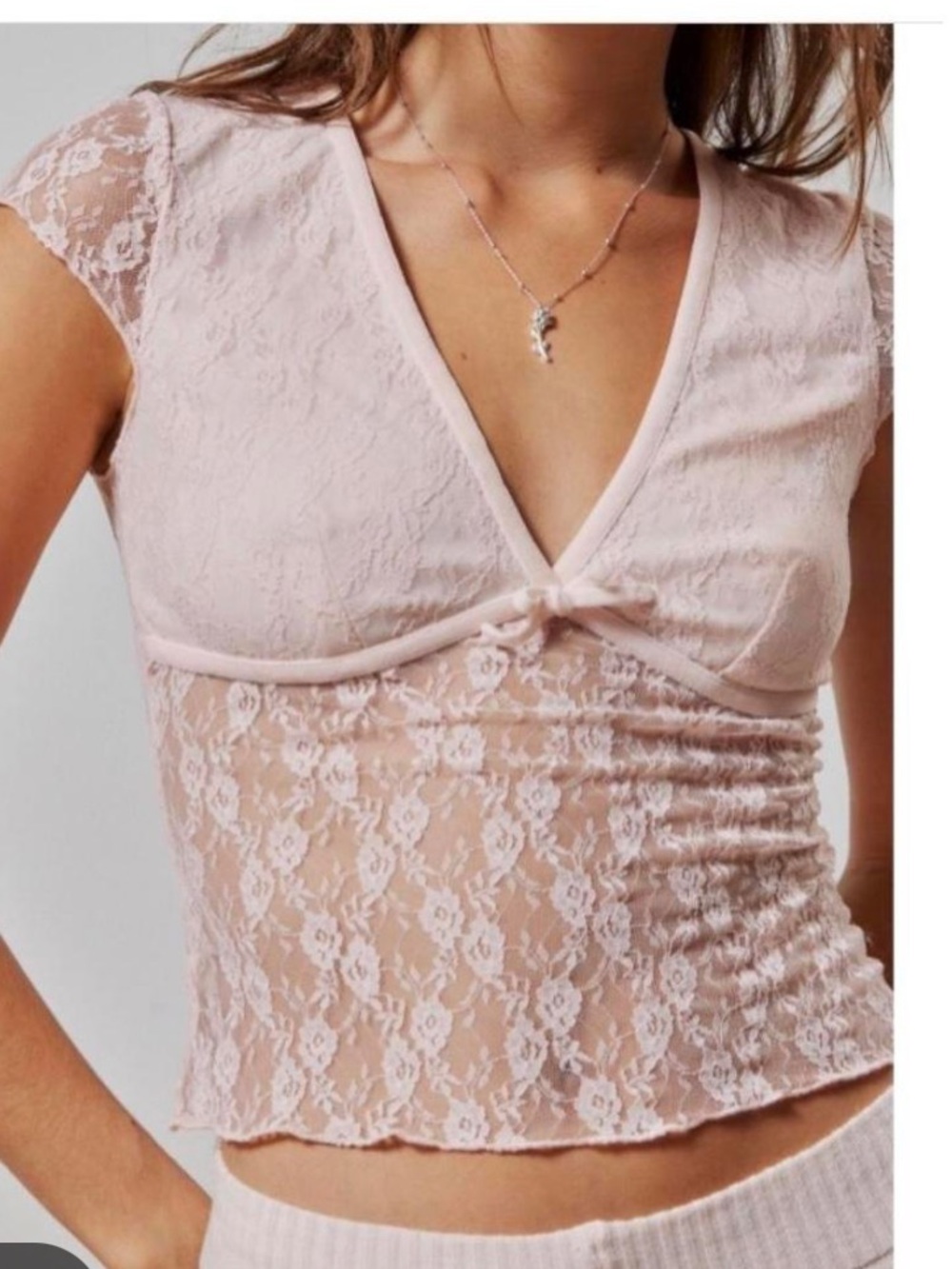 Kimchi blue baby pink lace vneck top